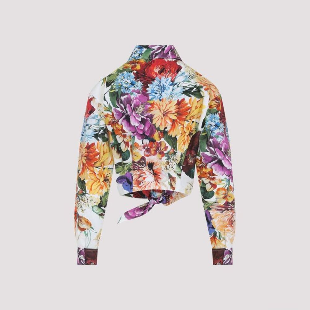 DOLCE & GABBANA Floral Print Cropped Tie-Front Long-Sleeve Shirt Women - Picture 3 of 4